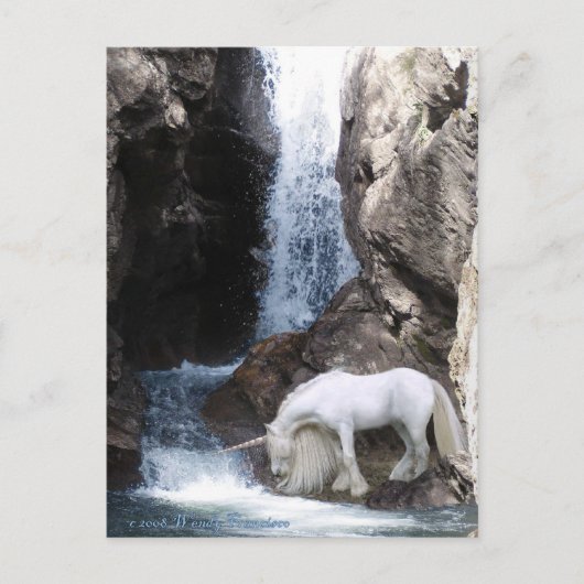 Carte Postale Unicorne et cascade (Devant)