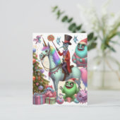 Carte Postale Unicorne et créatures de Noël inaptes (Debout devant)