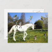 Carte Postale Unicorne et fées (Devant / Derrière)