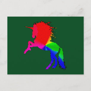 Carte Postale Unicorne fière de design coloré en verre de tôle, 