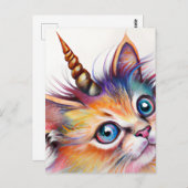 Carte Postale Unicorne Fluffy Kitten (Devant / Derrière)