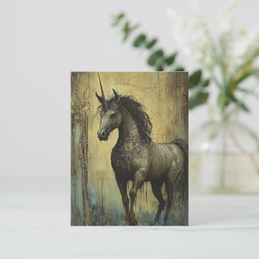 Carte Postale Unicorne Grunge foncé (Debout devant)