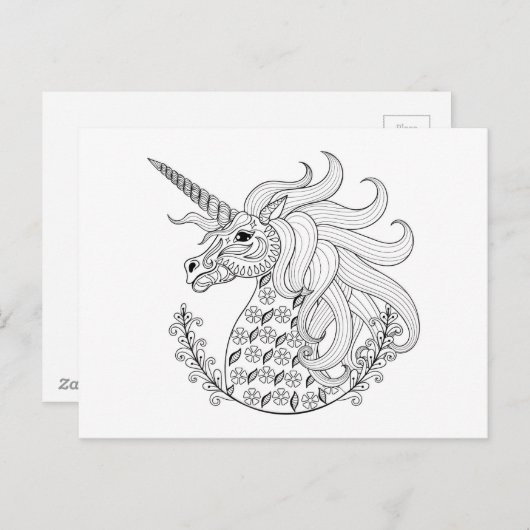 Carte Postale Unicorne inspirée (Devant / Derrière)