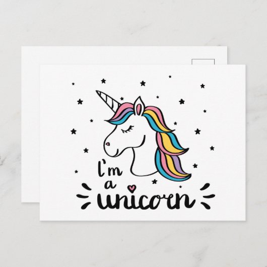 Carte Postale Unicorne | Je suis une licorne (Devant / Derrière)