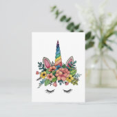 Carte Postale Unicorne Lashes Avec Rainbow Horn (Debout devant)