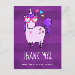 Carte Postale Unicorne mignonne dans les lunettes en forme de co