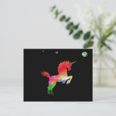 Carte Postale Unicorne multi-hued Deep Space (Debout devant)