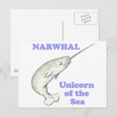 Carte Postale Unicorne Narwhal de la mer (Devant / Derrière)