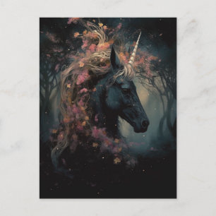 Carte Postale Unicorne noire