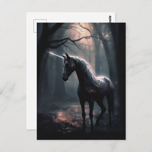 Carte Postale Unicorne noire (Devant / Derrière)