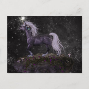 Carte Postale Unicorne noire céleste