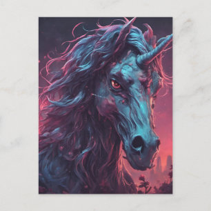 Carte Postale Unicorne noire Zombie