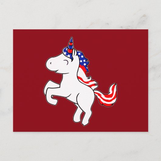Carte Postale Unicorne Off White Patriotic USA Drapeau Mane Cart (Devant)