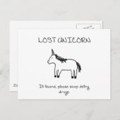 Carte Postale Unicorne perdue (Devant / Derrière)