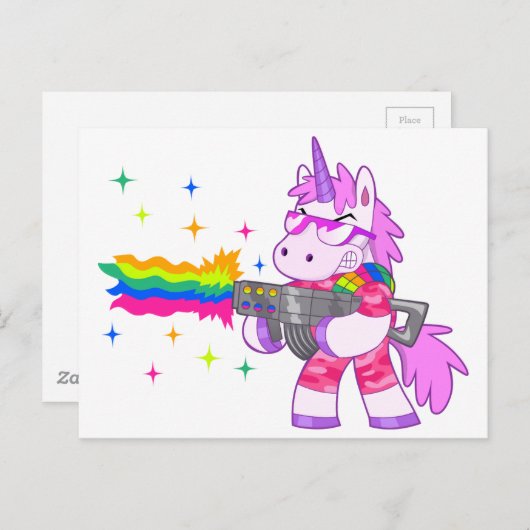 Carte Postale Unicorne pourpre - Arme (Devant / Derrière)