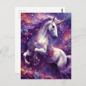 Carte Postale Unicorne Purple Mane (Devant / Derrière)