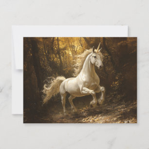 Carte Postale Unicorne Qui Traverse La Peinture Forestière
