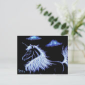 Carte Postale unicorne rêve bleu (Debout devant)