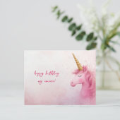 Carte Postale Unicorne rose Anniversaire (Debout devant)