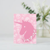 Carte Postale Unicorne rose avec crâne (Debout devant)
