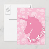 Carte Postale Unicorne rose avec crâne (Devant / Derrière)