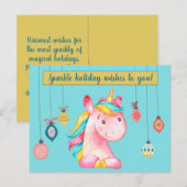 Carte Postale Unicorne rose Bouche (Devant / Derrière)
