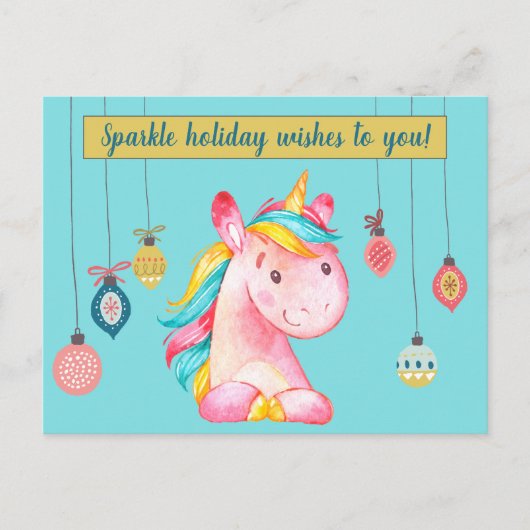 Carte Postale Unicorne rose Bouche (Devant)