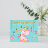 Carte Postale Unicorne rose Bouche (Debout devant)