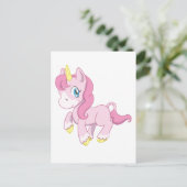 Carte Postale Unicorne rose mignonne (Debout devant)