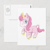 Carte Postale Unicorne rose mignonne (Devant / Derrière)