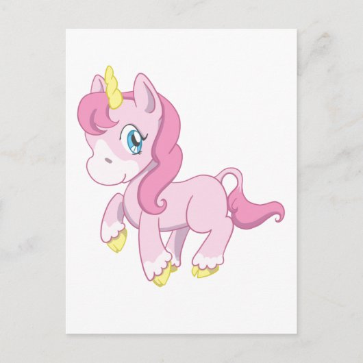 Carte Postale Unicorne rose mignonne (Devant)