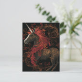 Carte Postale Unicorne rouge or noir (Debout devant)