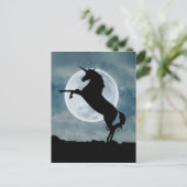 Carte Postale Unicorne Silhouette Pleine lune Ciel nocturne (Debout devant)
