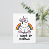 Carte Postale Unicorne (texte modifiable) Illustration (Debout devant)