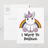 Carte Postale Unicorne (texte modifiable) Illustration (Devant / Derrière)