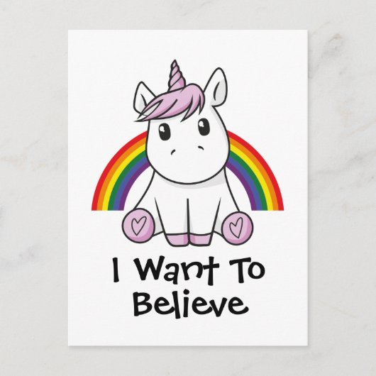 Carte Postale Unicorne (texte modifiable) Illustration (Devant)