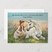 Carte postale Unicorne Vintage Anniversaire (Devant / Derrière)