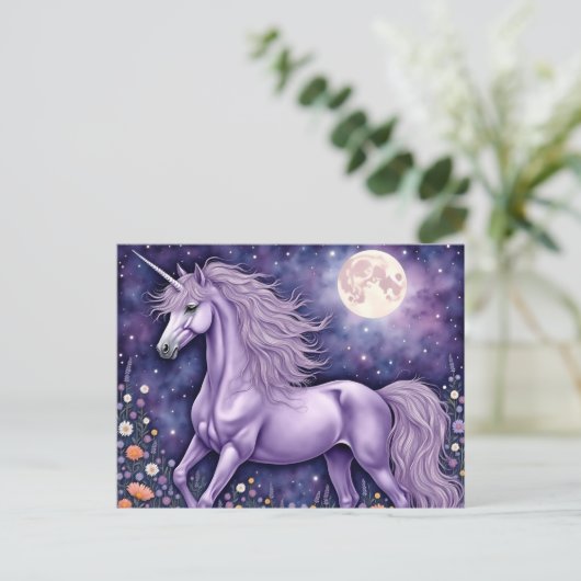 Carte Postale Unicorne violette (Debout devant)