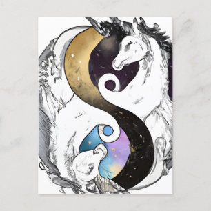 Carte Postale Unicornes de Yin Yang