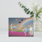 Carte Postale Unicorns Imaginaire Arc-en-ciel paysage (Debout devant)