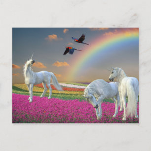 Carte Postale Unicorns Imaginaire Arc-en-ciel paysage