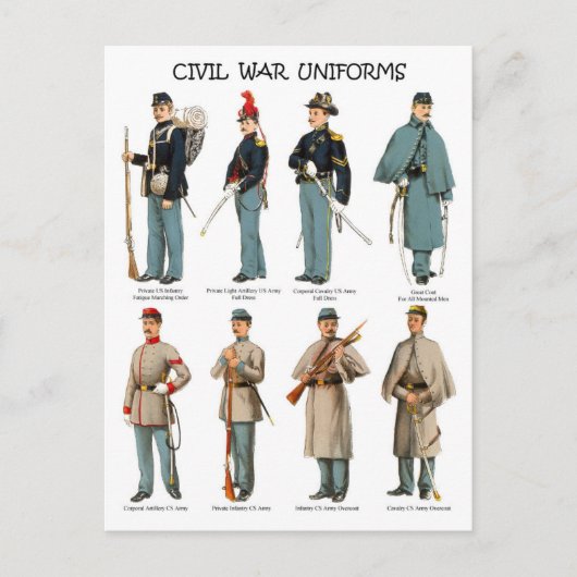 Carte Postale Uniforme américain de guerre civile (Devant)