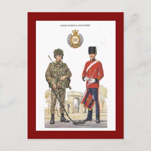 Carte Postale Uniformes militaires vintages, Royal Engineers (Devant)