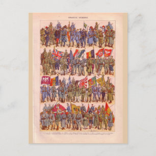 Carte Postale Uniformes vintages de la Première Guerre mondiale