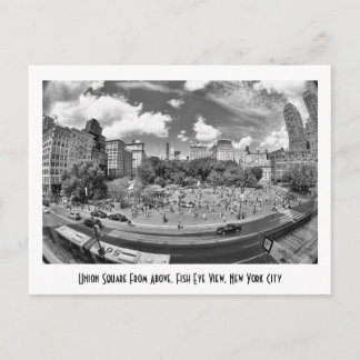 Carte Postale Union Carré NYC De Ci-Dessus, B&W, Fish Eye View
