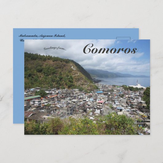 Carte Postale Union des Comores pour l'île de Mutsamudu Anjouan (Devant / Derrière)
