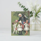 Carte Postale Union du drapeau américain Vétéran Bouquet Fleurs (Debout devant)