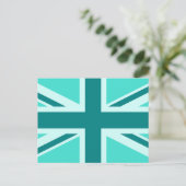 Carte Postale Union Jack 2 turquoise et sarcelle (Debout devant)