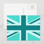 Carte Postale Union Jack 2 turquoise et sarcelle (Devant / Derrière)