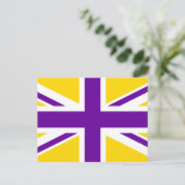Carte Postale Union Jack dorée et violette (Debout devant)